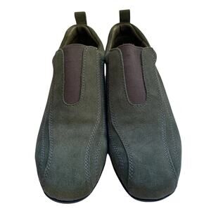 Lands’ End Women's All Weather Suede Leather Moc Shoes Green Size 7B Comfort